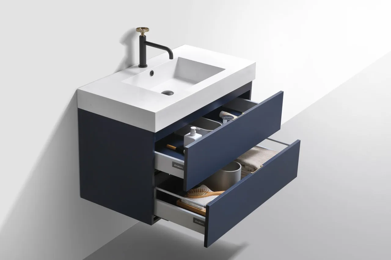 BSL36" Dark Blue , Wall Mount Bathroom Vanity