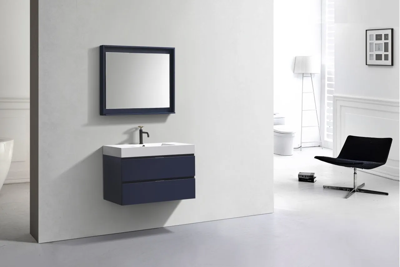 BSL36" Dark Blue , Wall Mount Bathroom Vanity