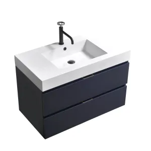 BSL36" Dark Blue , Wall Mount Bathroom Vanity