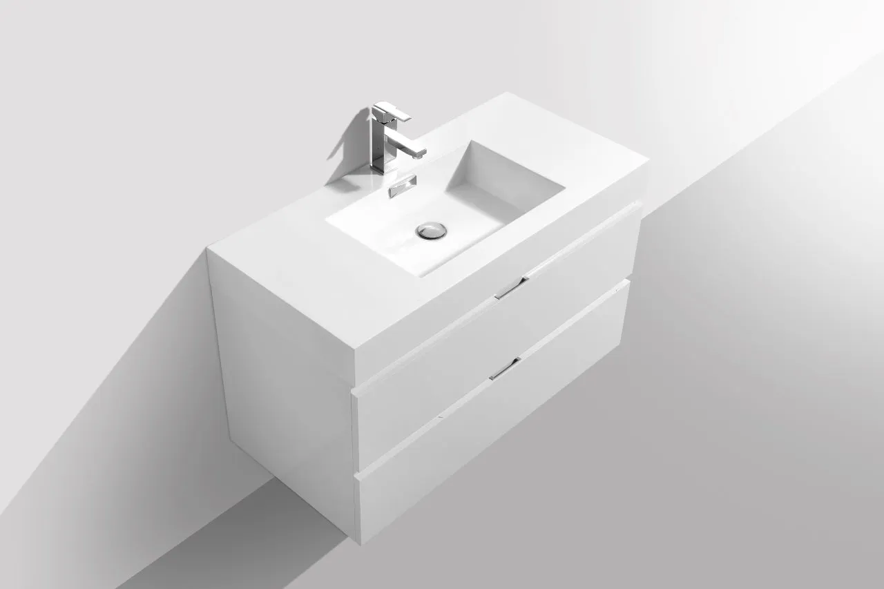 BSL40" High Gloss White, Wall Mount Bathroom Vanity