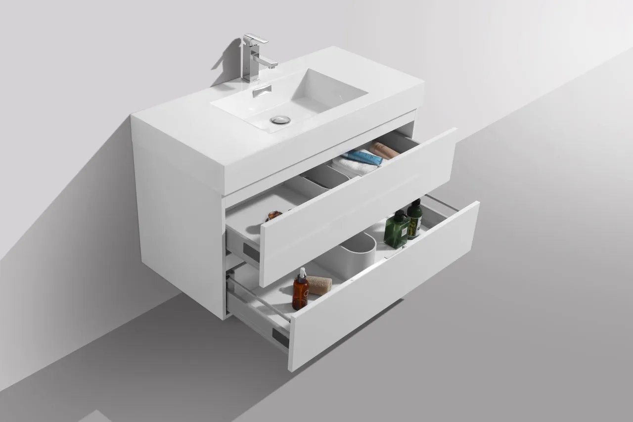 BSL40" High Gloss White, Wall Mount Bathroom Vanity