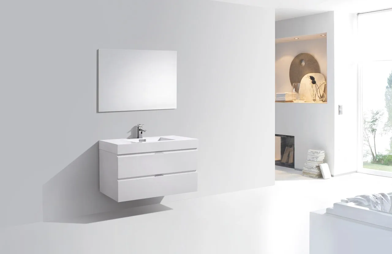 BSL40" High Gloss White, Wall Mount Bathroom Vanity
