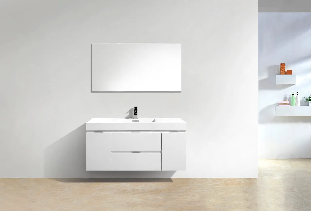 BSL48" High Gloss White, Wall Mount Bathroom Vanity