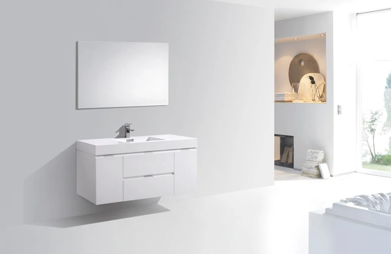 BSL48" High Gloss White, Wall Mount Bathroom Vanity