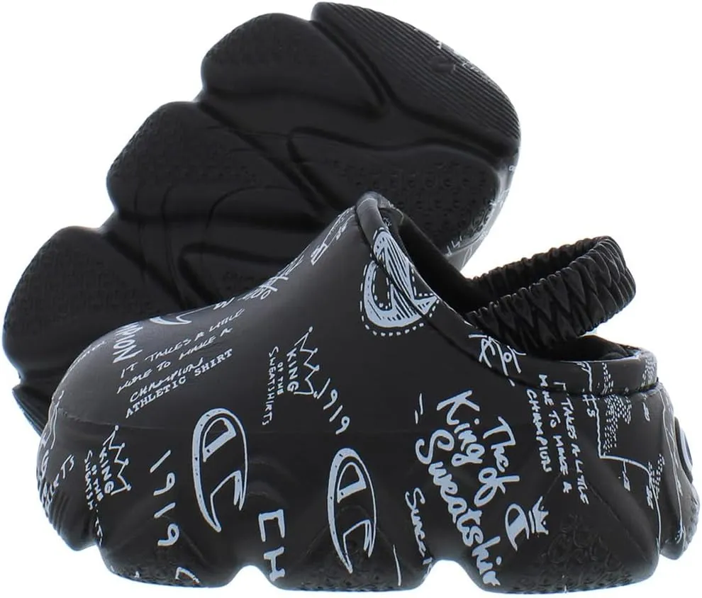 Champion Super Meloso Doodle Clog Boys Shoes Size 9, Color: Black/White