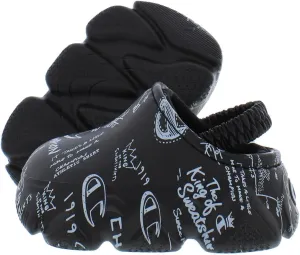 Champion Super Meloso Doodle Clog Boys Shoes Size 9, Color: Black/White