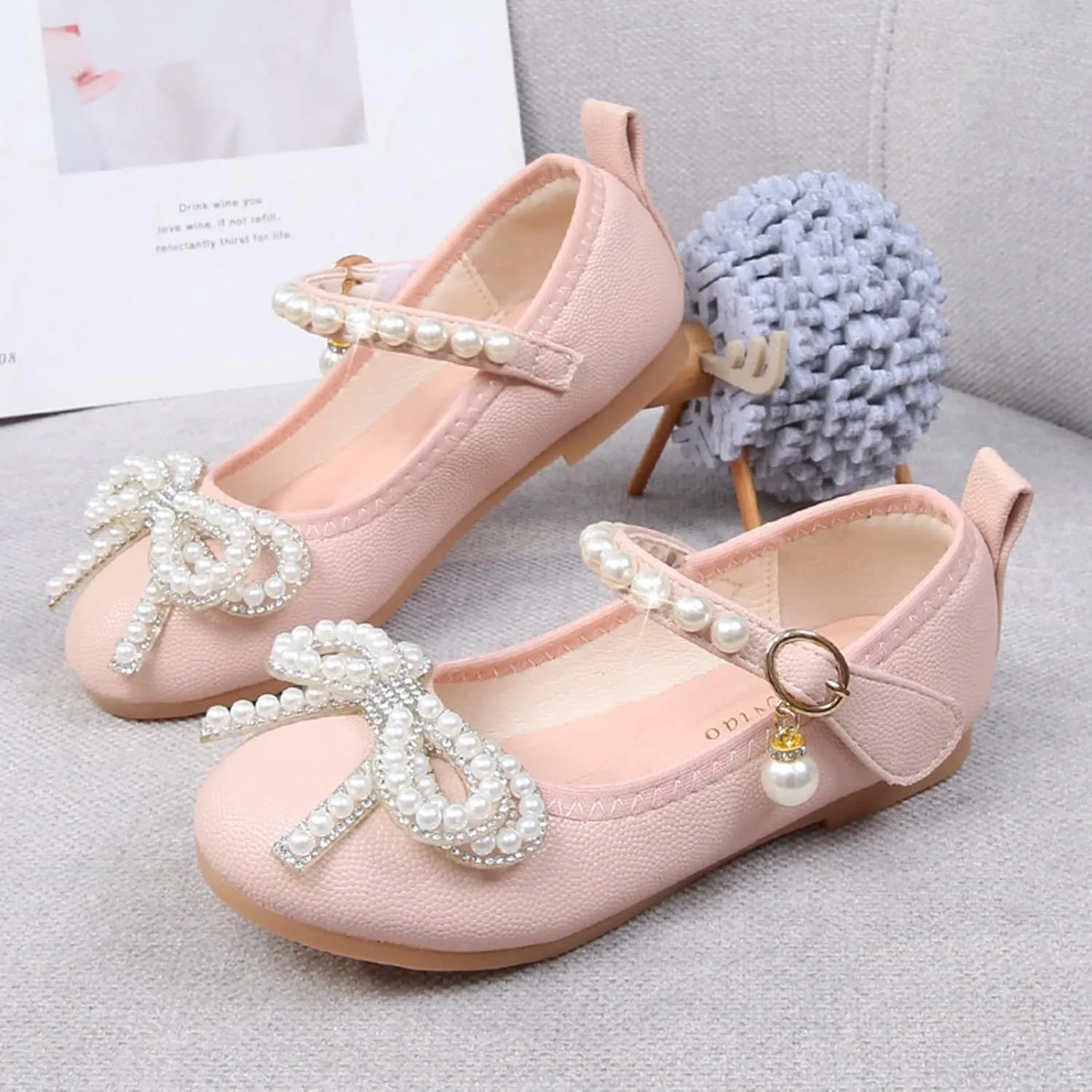 Children Small Leather Shoes Single Shoes Baby Small Leather Shoes Soft Sole Buckle Princess Shoes for Girls Size 3
