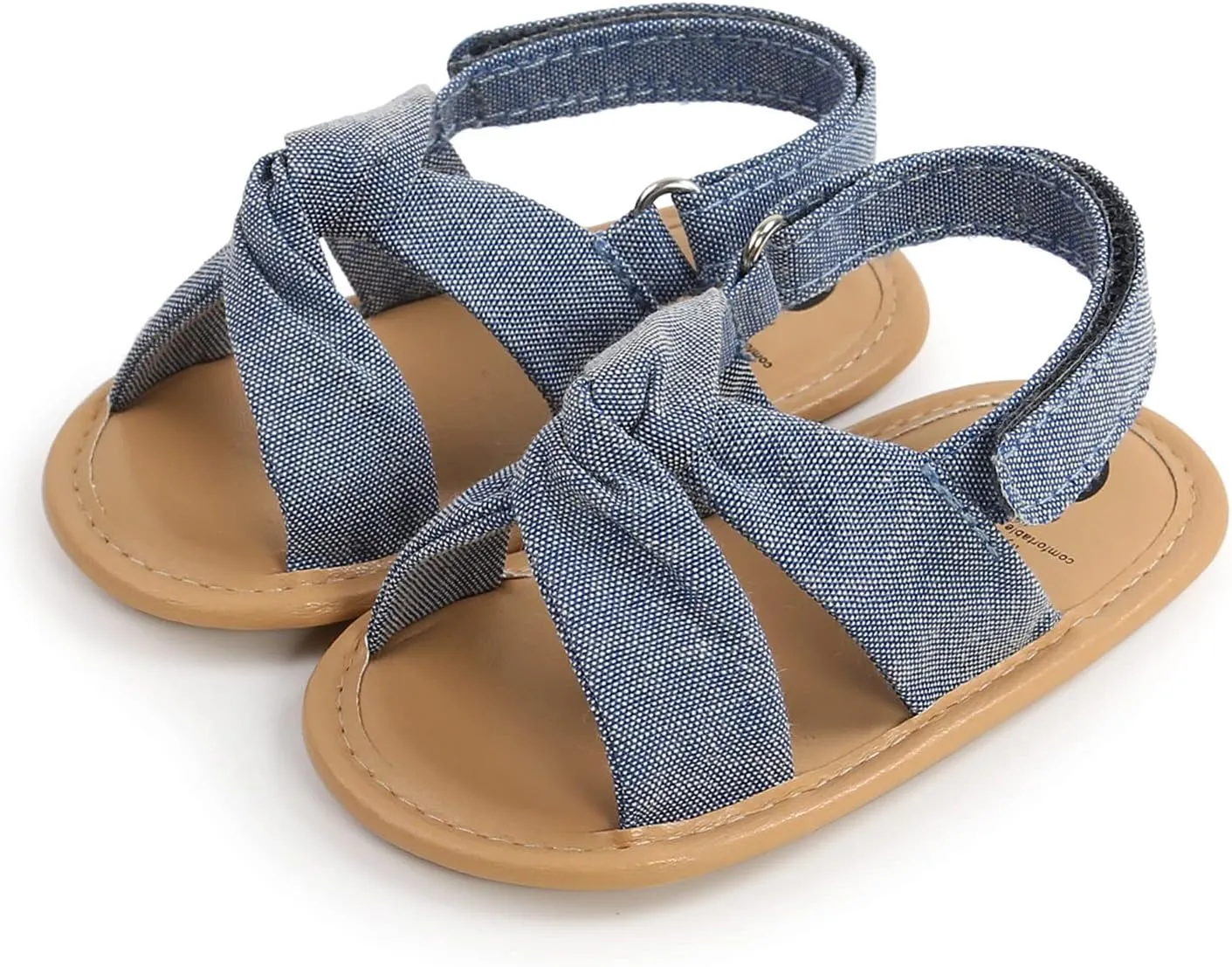 Childrens Flat Wide Sandals Open Toe Adjusted Buckle Strap Shoes Baby Boys Girls Kids Summer Cork Footbed Sandals