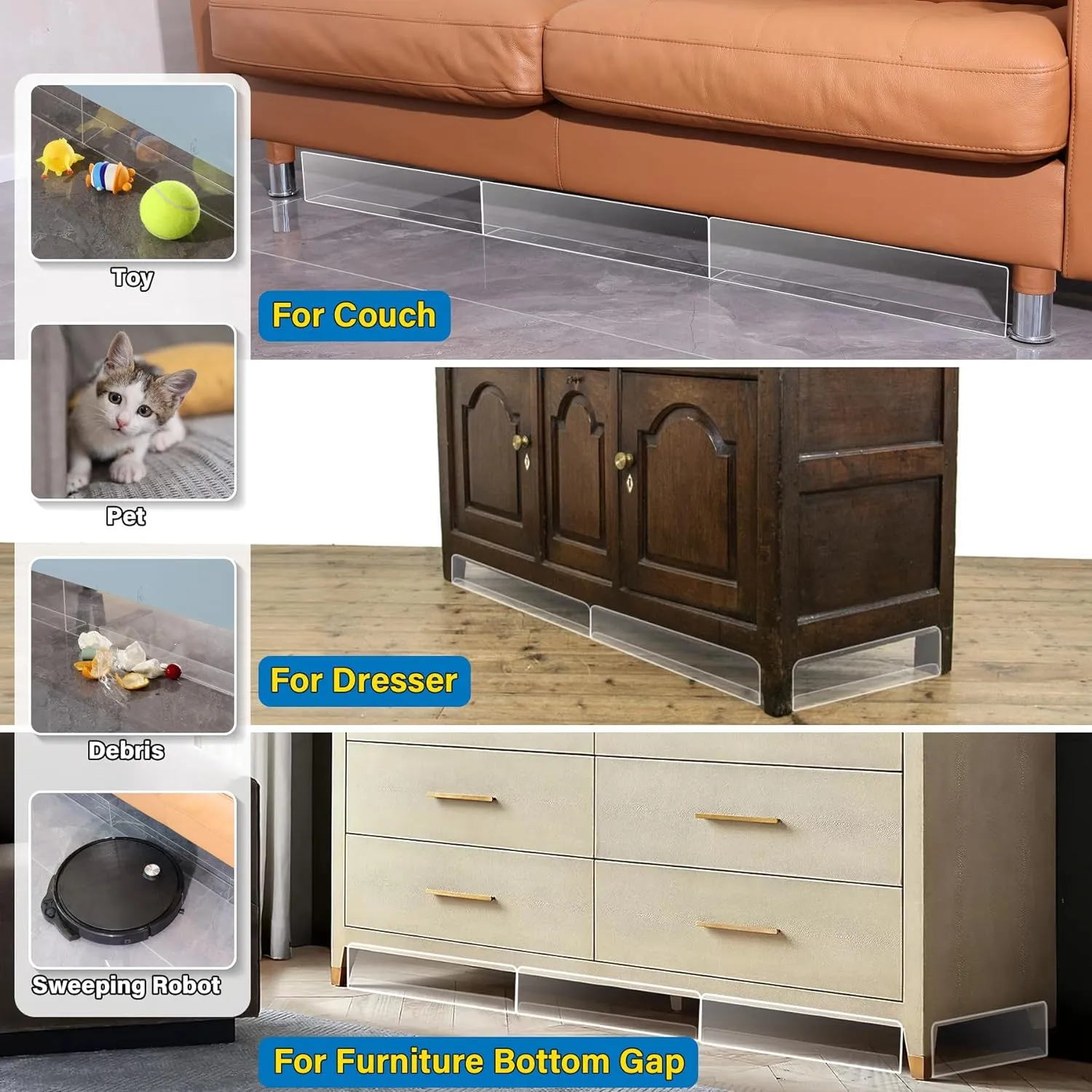 Clear Toy Blockers for under Furniture