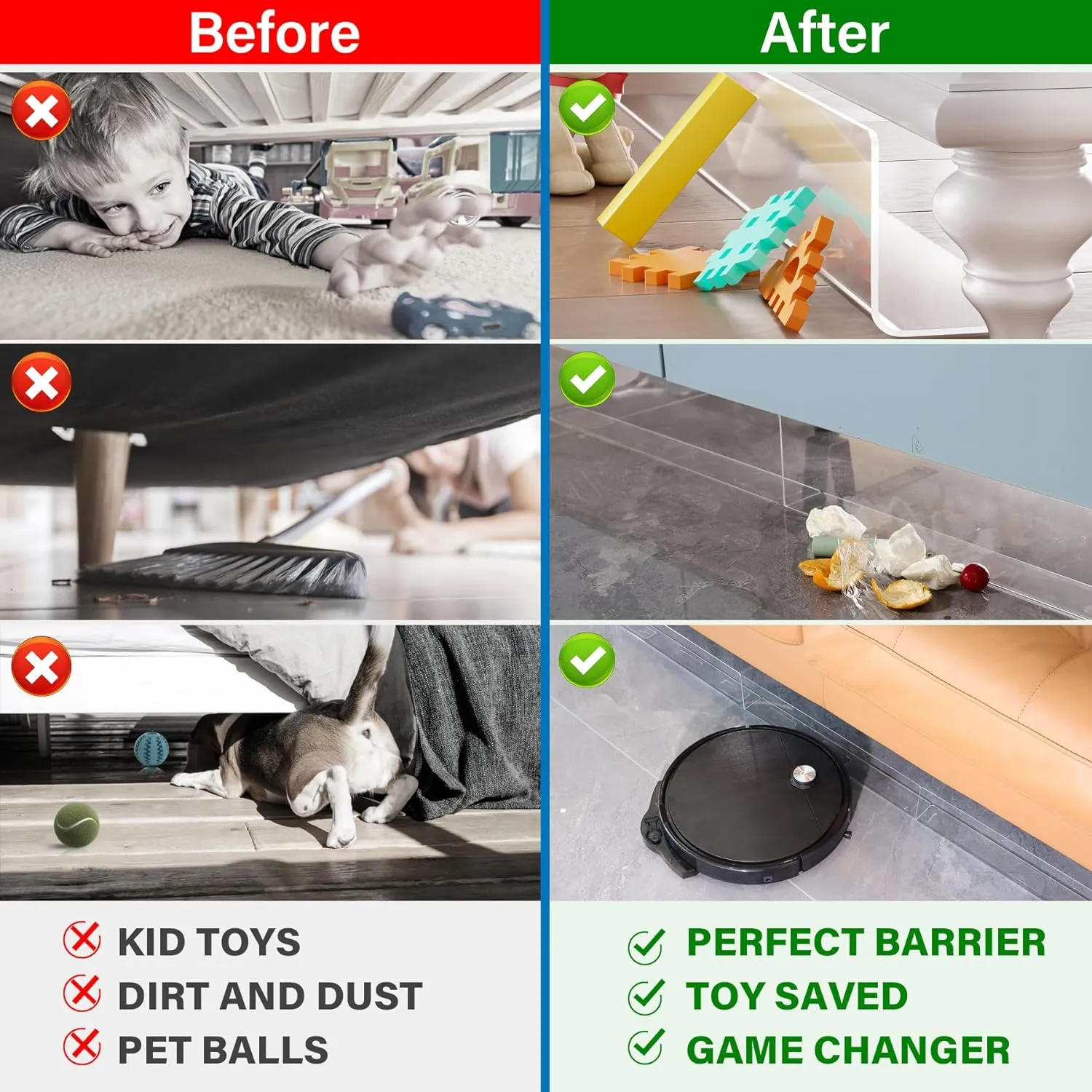 Clear Toy Blockers for under Furniture