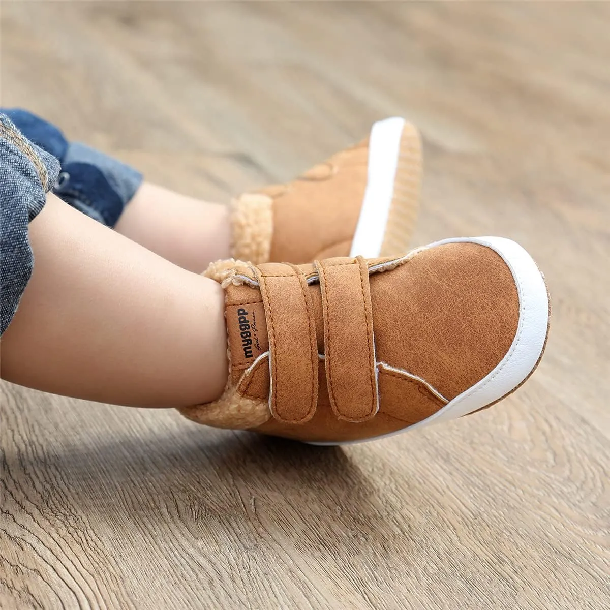 COSANKIM Baby Booties Baby Girl Shoes Winter Warm Fur Lining Non-Slip Lace Up Newborn Boots Infant Toddler First Walker Crib Shoes