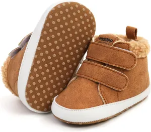 COSANKIM Baby Booties Baby Girl Shoes Winter Warm Fur Lining Non-Slip Lace Up Newborn Boots Infant Toddler First Walker Crib Shoes