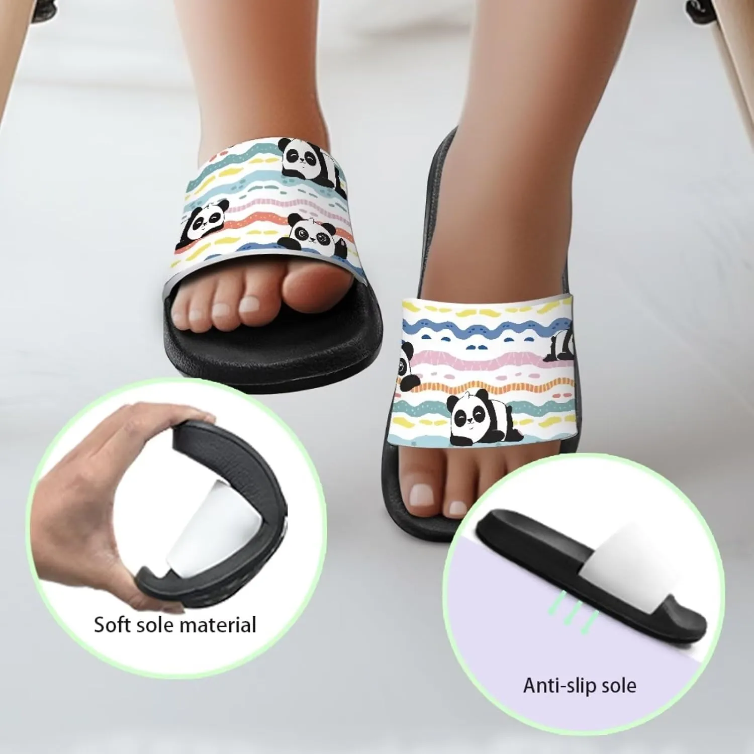 Cute Animals Summer Slippers for Boys Girls Indoor Kids Slide Sandals Comfort Cushion Footbed House Slipper