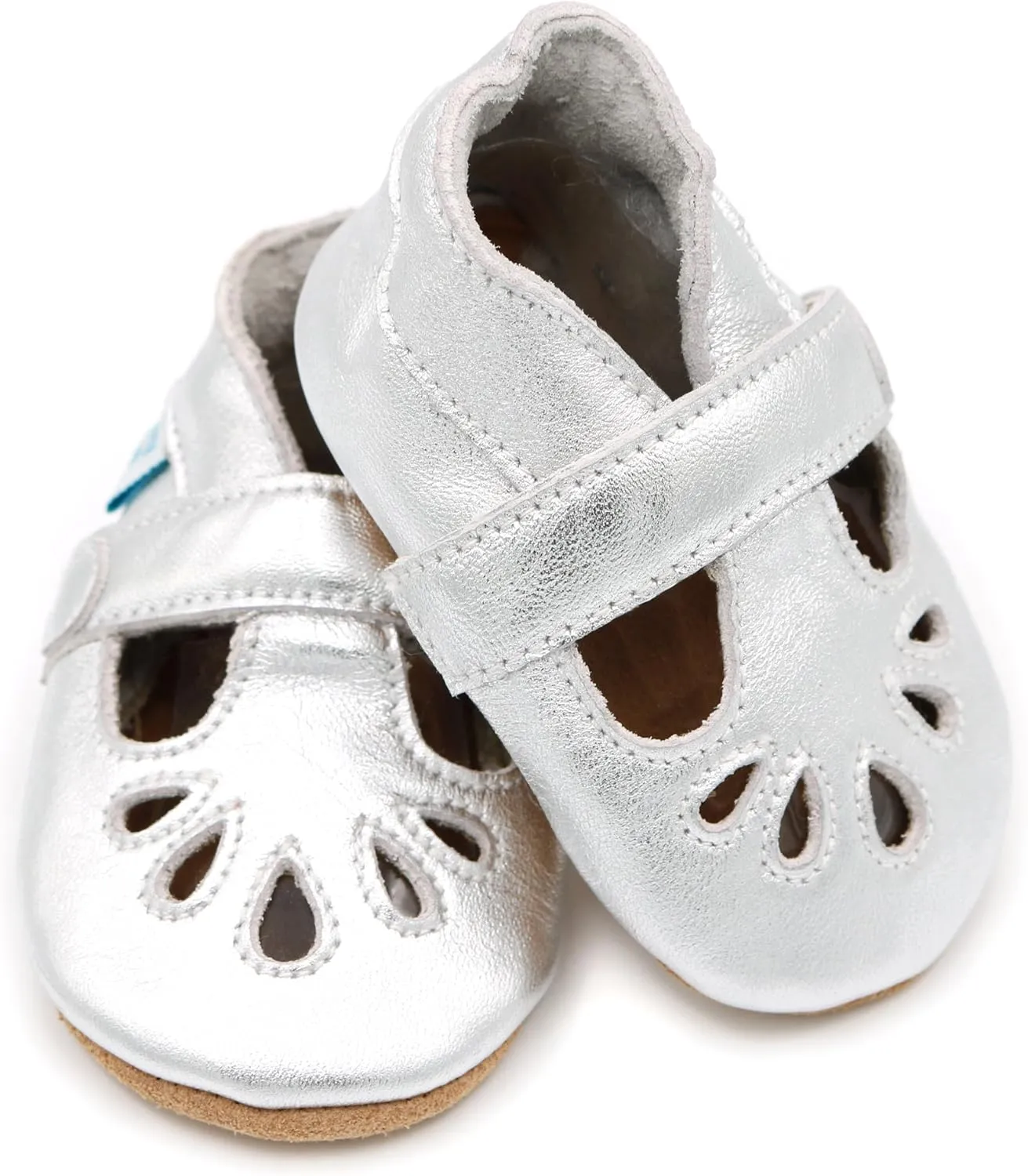 Dotty Fish Baby Shoes, Girls Leather T-Bar Crib Shoes