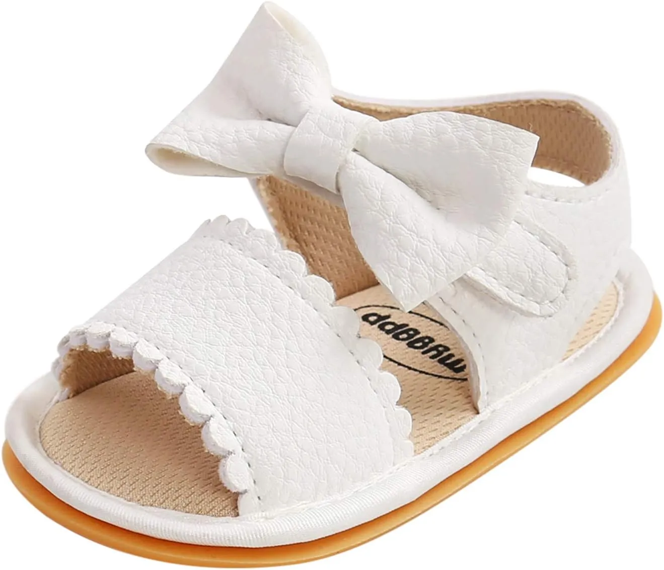 EnJoCho Baby Girls Summer Sole Walking Sandals Soft Shoes Flat Non-Slip Bow Boys Rubber Baby Shoes Children Summer Sandals (White, 11-6m)