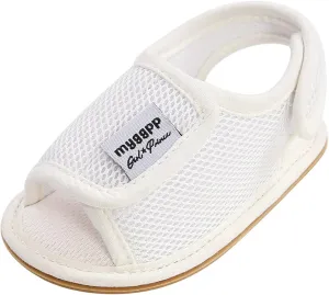 EnJoCho Baby Sport Shoes Baby Girls Rubber Mesh Non-Slip Boys Sandals Flat Shoes Shoes Soft Sole Walking Baby Shoes (White, 12-12M)