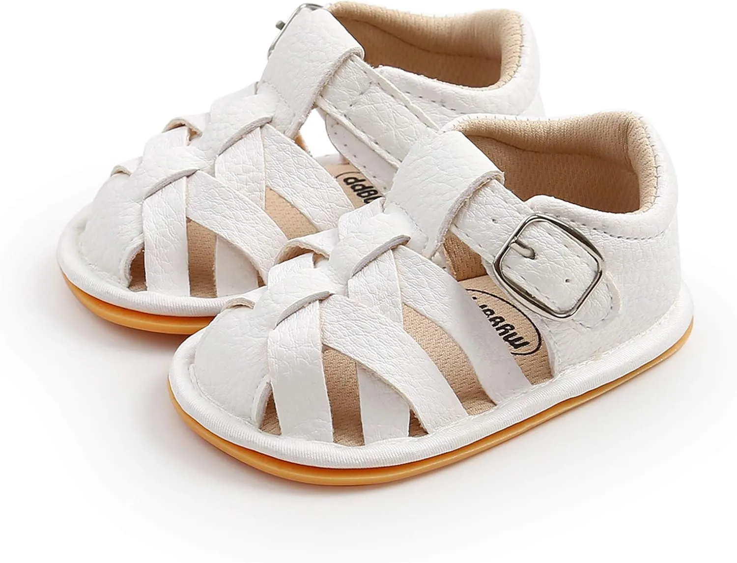 EnJoCho Children Running Shoes Flat Walking Soft Rubber Sandals Girls Sole Baby Non-Slip Shoes Boys Summer Baby Shoes (White, 0-6 Months)