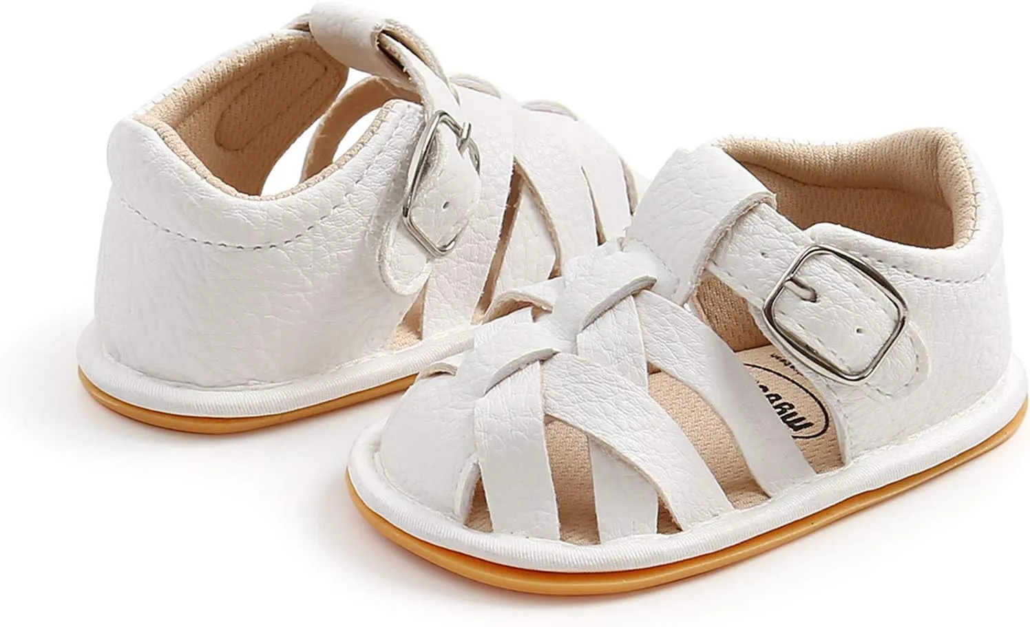 EnJoCho Children Running Shoes Flat Walking Soft Rubber Sandals Girls Sole Baby Non-Slip Shoes Boys Summer Baby Shoes (White, 0-6 Months)