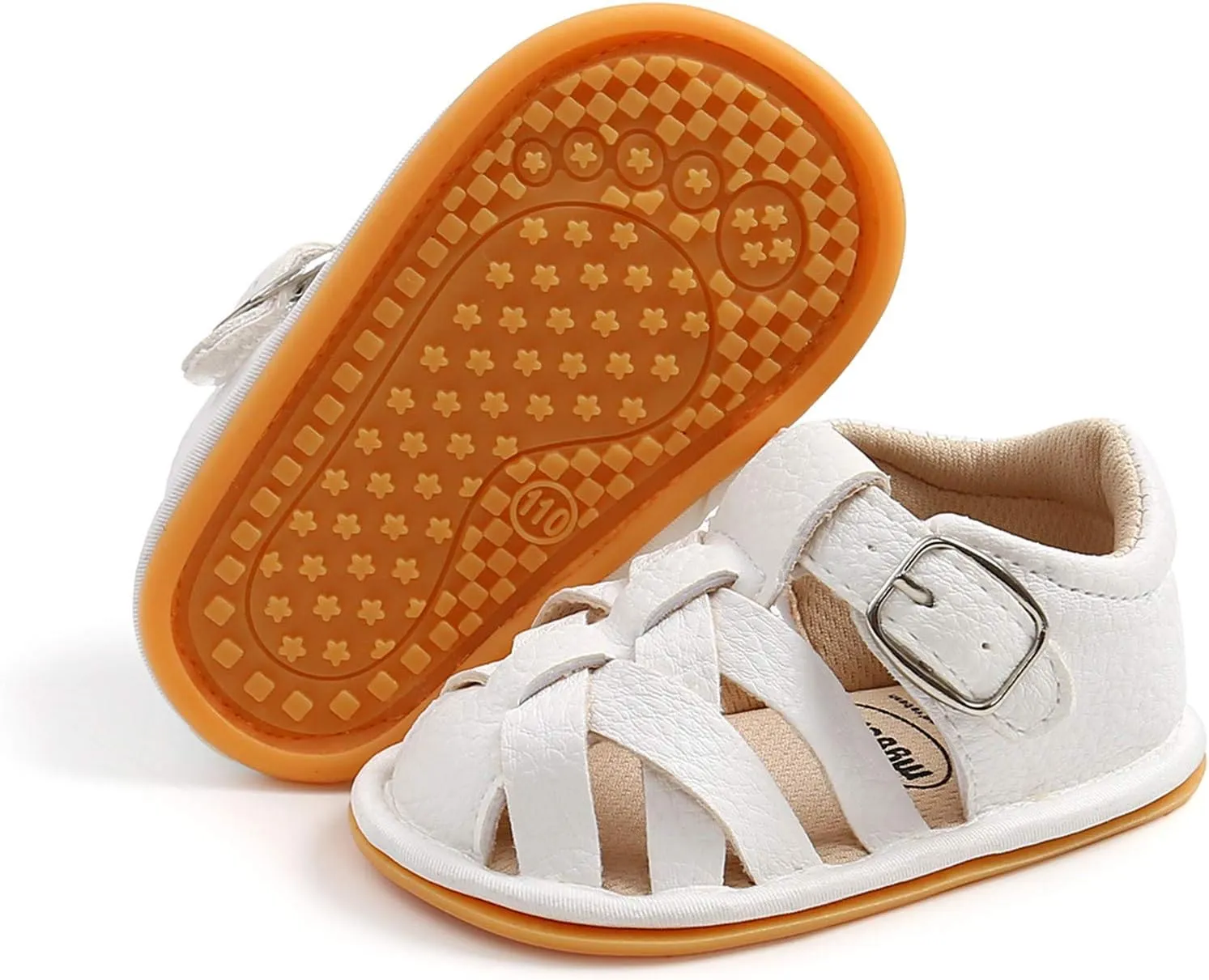 EnJoCho Children Running Shoes Flat Walking Soft Rubber Sandals Girls Sole Baby Non-Slip Shoes Boys Summer Baby Shoes (White, 0-6 Months)
