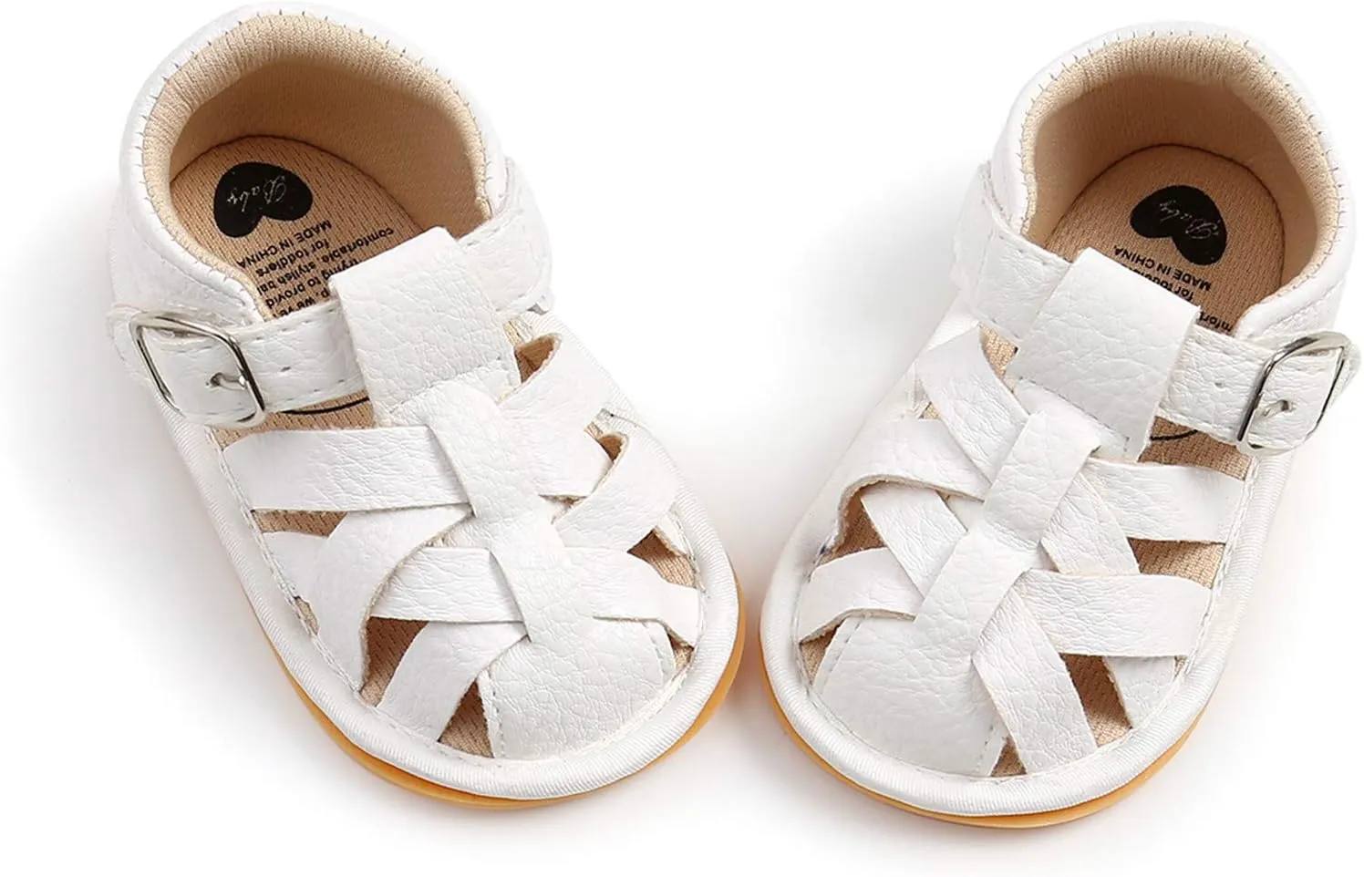 EnJoCho Children Running Shoes Flat Walking Soft Rubber Sandals Girls Sole Baby Non-Slip Shoes Boys Summer Baby Shoes (White, 0-6 Months)
