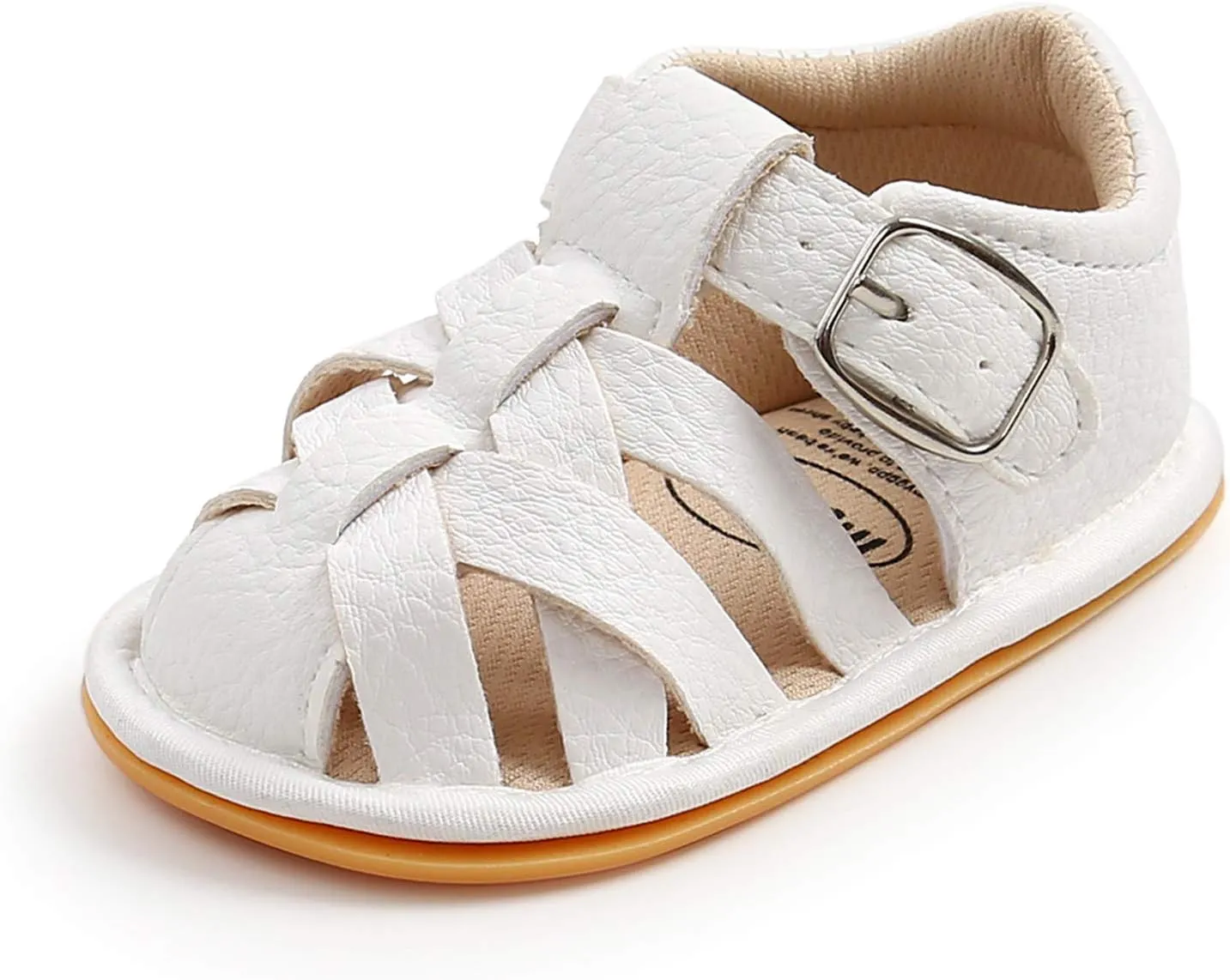 EnJoCho Children Running Shoes Flat Walking Soft Rubber Sandals Girls Sole Baby Non-Slip Shoes Boys Summer Baby Shoes (White, 0-6 Months)