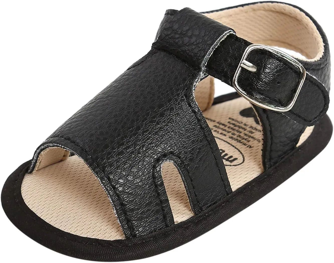 EnJoCho Cute Soft Walking Boys Prewalker Sandals Sole Baby Flat Rubber Girls Shoes Non-Slip Baby Lightwight Shoes (Black, 0-6 Months)