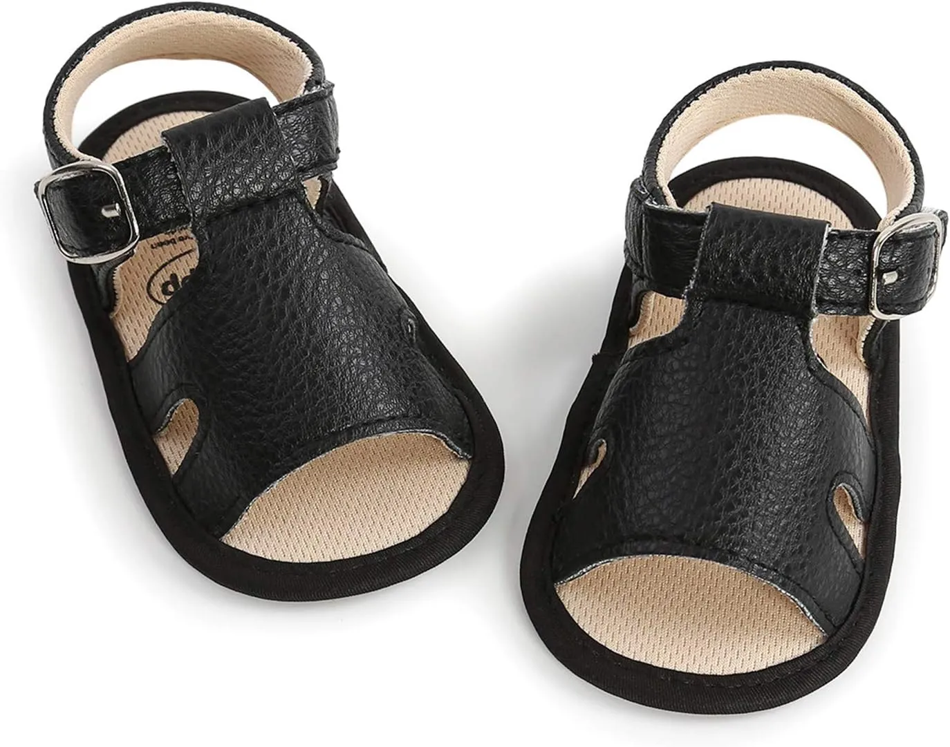 EnJoCho Cute Soft Walking Boys Prewalker Sandals Sole Baby Flat Rubber Girls Shoes Non-Slip Baby Lightwight Shoes (Black, 0-6 Months)