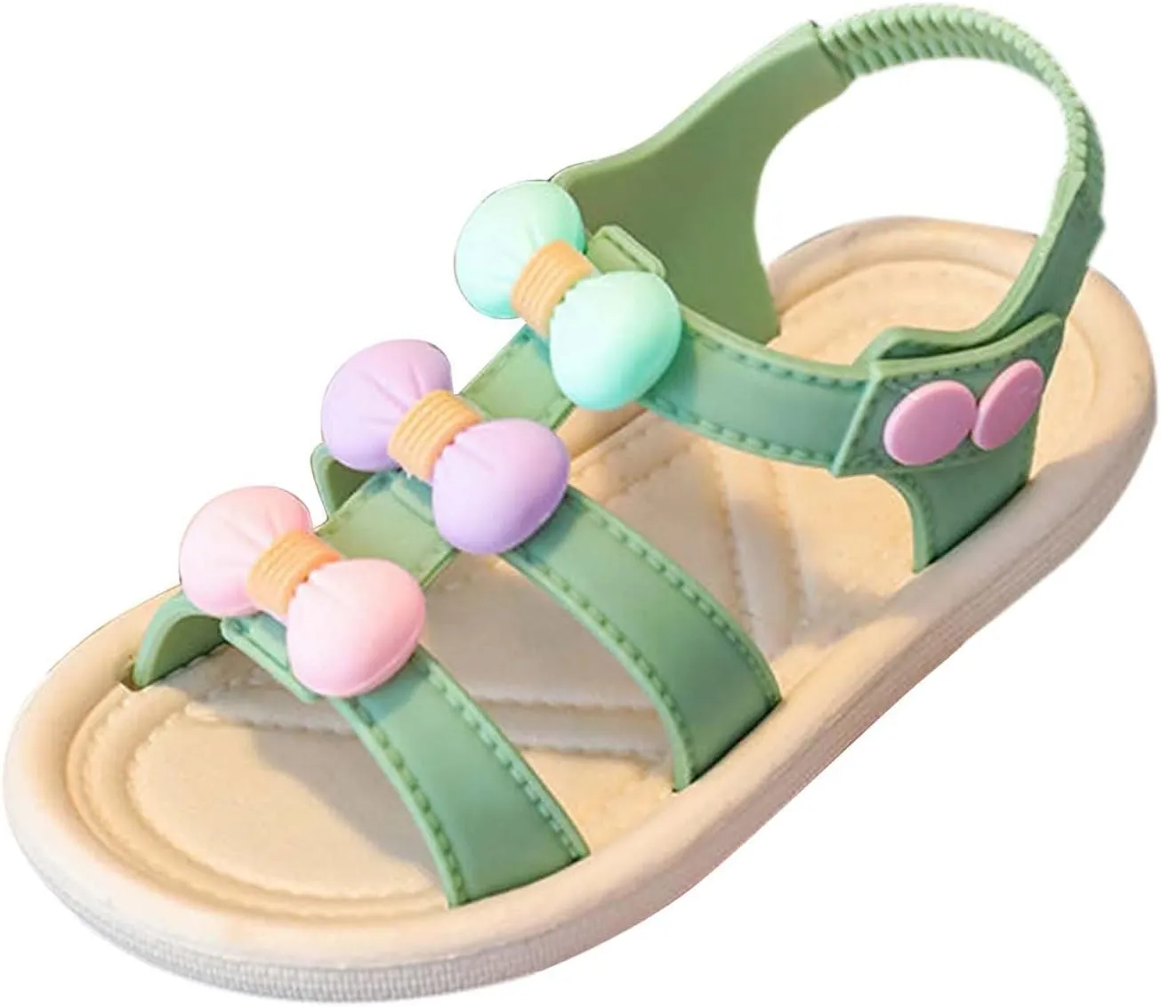 EnJoCho Infant Toddler Shoes Soft Sole Non Slip Straw Soft Sole Beach Shoes Sweet Fashion Bow Sandals Toddler Walking Shoes (Green, 3Years)