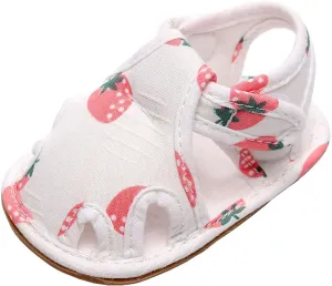 EnJoCho Infant Toddler Shoes Soft Sole Non Slip Toddler Floor Shoes Fruit Strawberry Print Sandals Toddler Walking Shoes (Pink, 6Months)