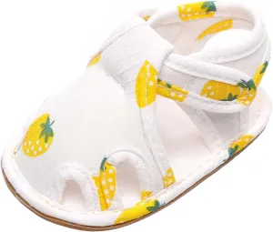 EnJoCho Infant Toddler Shoes Soft Sole Non Slip Toddler Floor Shoes Fruit Strawberry Print Sandals Toddler Walking Shoes (Yellow, 0Months)