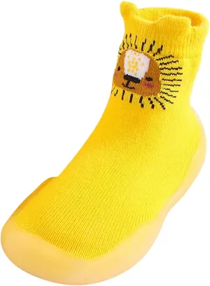 EnJoCho Non Slip Shoes for Toddler Baby Boys Girls Solid Warm Knit Soft Sole Rubber Shoes Slipper Stocking Soft Shoes Socks (Yellow, 26)