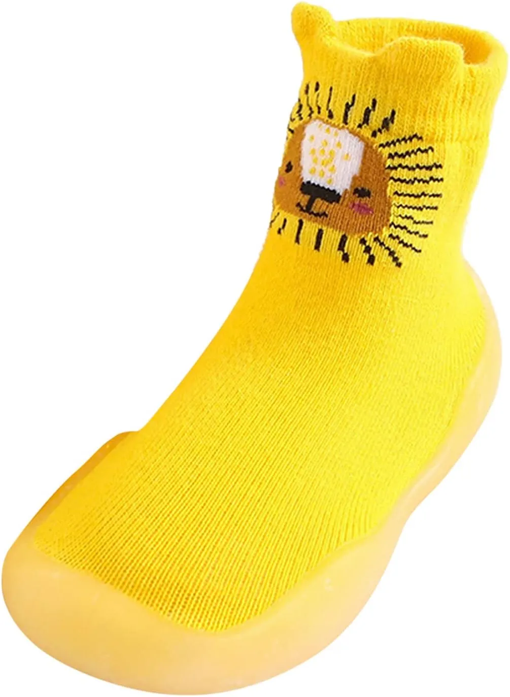 EnJoCho Non Slip Shoes for Toddler Baby Boys Girls Solid Warm Knit Soft Sole Rubber Shoes Slipper Stocking Soft Shoes Socks (Yellow, 26)