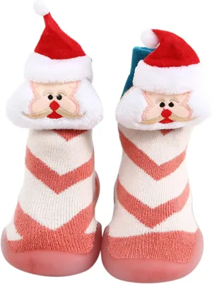 EnJoCho Non Slip Shoes for Toddler Kids Toddler Baby Boys Girls Solid Warm Knit Soft Sole Rubber Shoe Socks Slipper Stocking (E, 24)