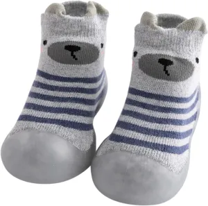EnJoCho Outdoor Shoes for Children Kids Toddler Baby Boys Girls Solid Warm Knit Soft Sole Rubber Shoes Sock Slipper Stocking (Grey, 18)