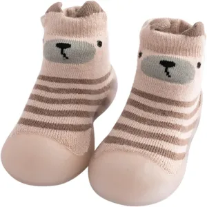 EnJoCho Outdoor Shoes for Children Kids Toddler Baby Boys Girls Solid Warm Knit Soft Sole Rubber Shoes Sock Slipper Stocking (Khaki, 22)