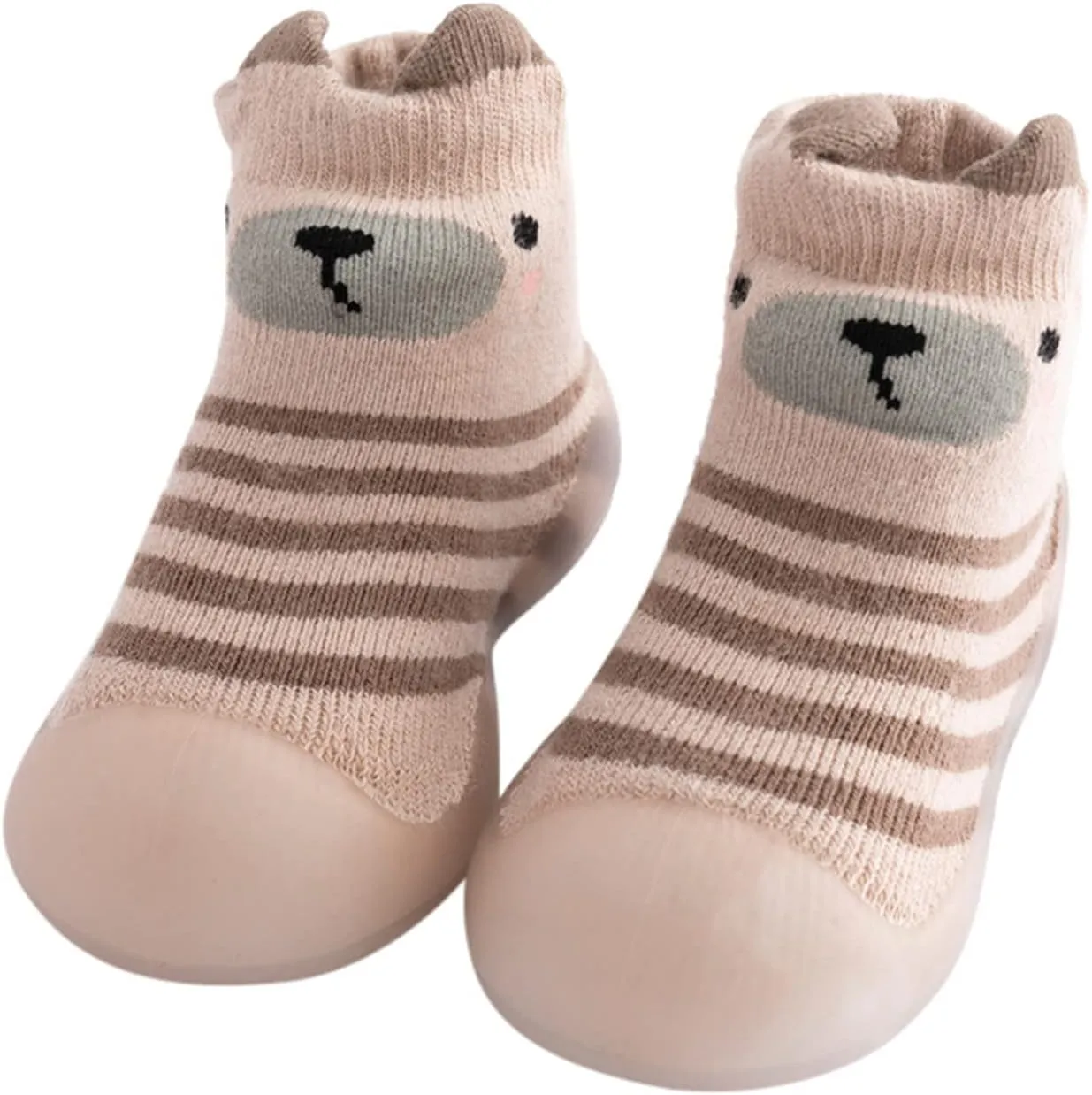 EnJoCho Outdoor Shoes for Children Kids Toddler Baby Boys Girls Solid Warm Knit Soft Sole Rubber Shoes Sock Slipper Stocking (Khaki, 24)