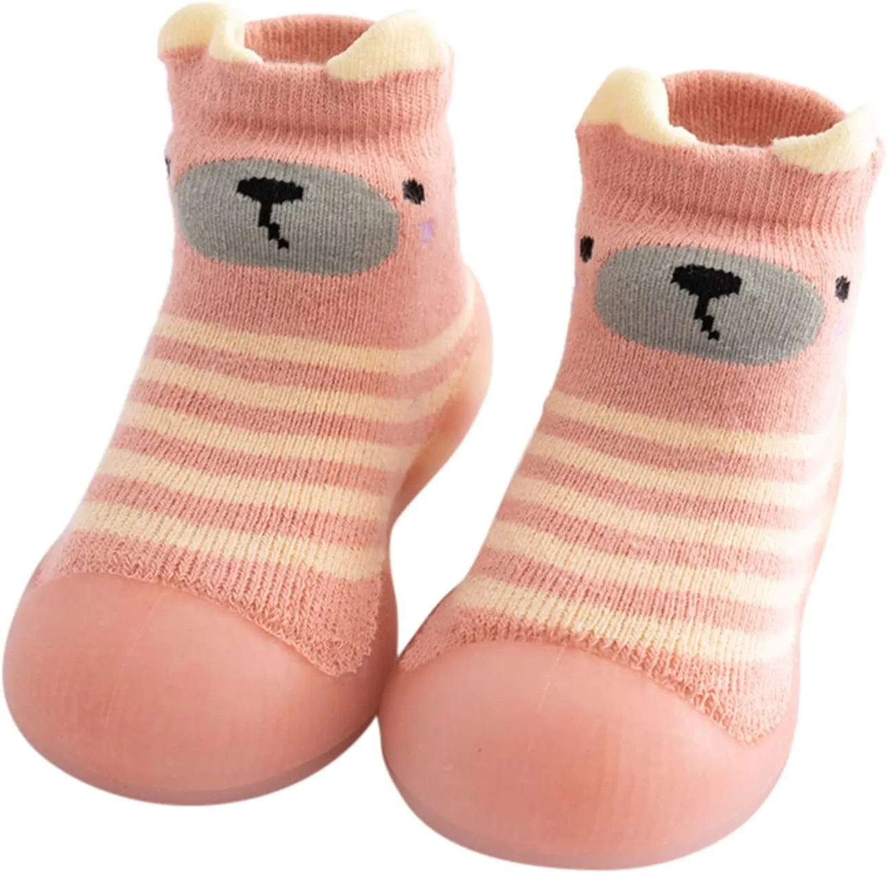 EnJoCho Outdoor Shoes for Children Kids Toddler Baby Boys Girls Solid Warm Knit Soft Sole Rubber Shoes Sock Slipper Stocking (Pink, 22)