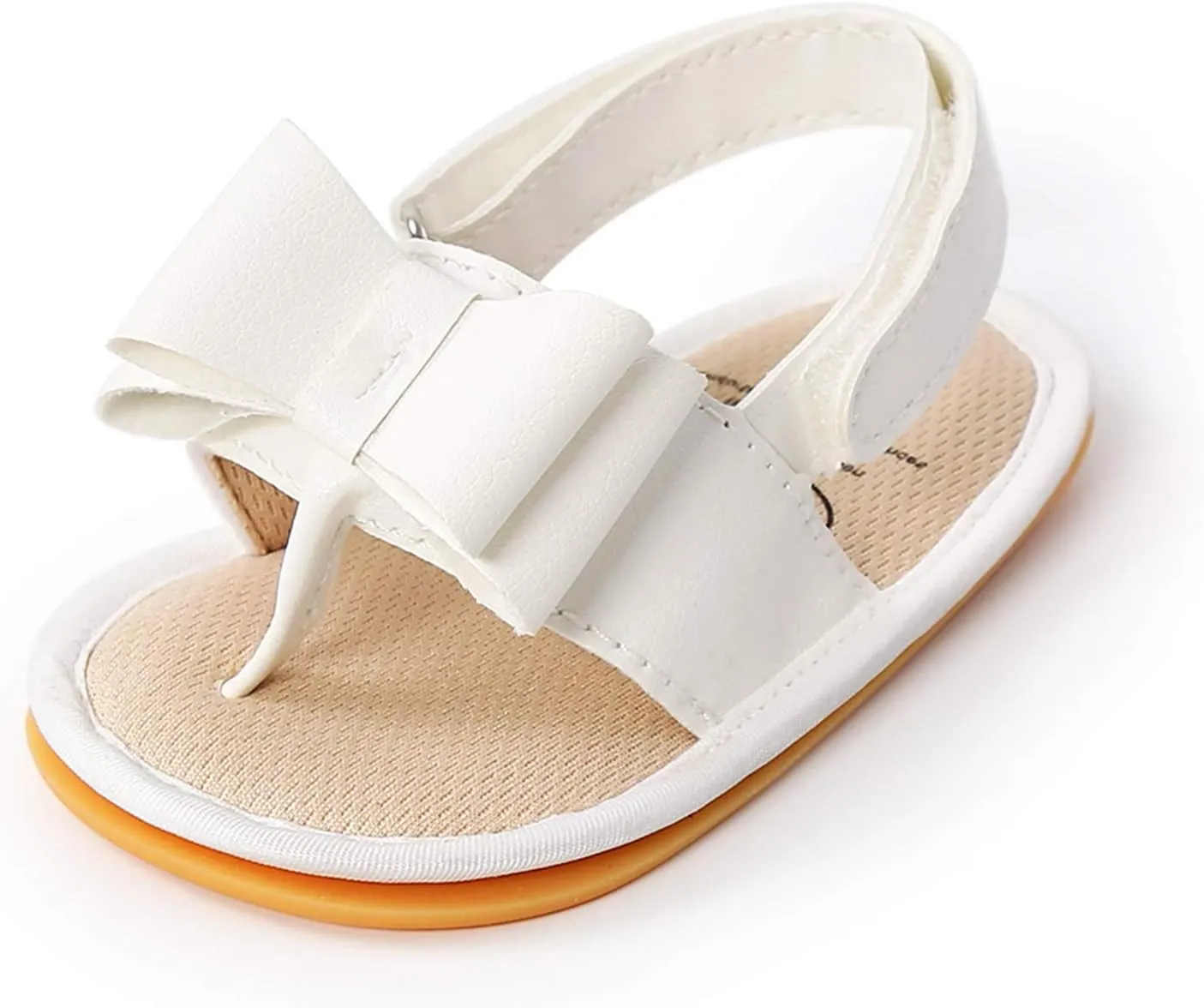 EnJoCho Running Shoes for Boys Sole Bow Sandals Shoes Rubber Non-Slip Baby Girls Summer Boys Soft Walking Flat Baby Shoes (White, 0-6 Months)