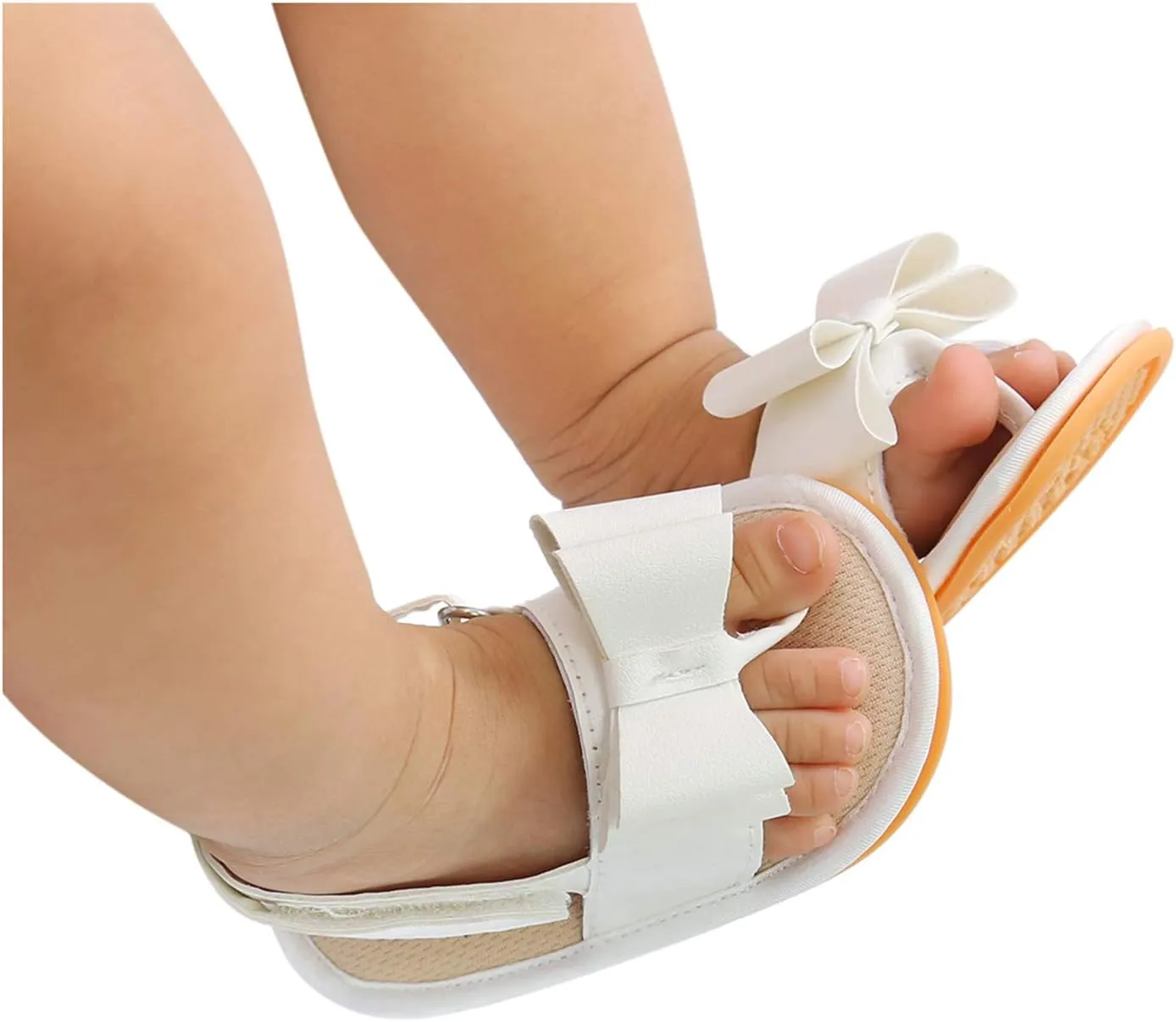 EnJoCho Running Shoes for Boys Sole Bow Sandals Shoes Rubber Non-Slip Baby Girls Summer Boys Soft Walking Flat Baby Shoes (White, 0-6 Months)