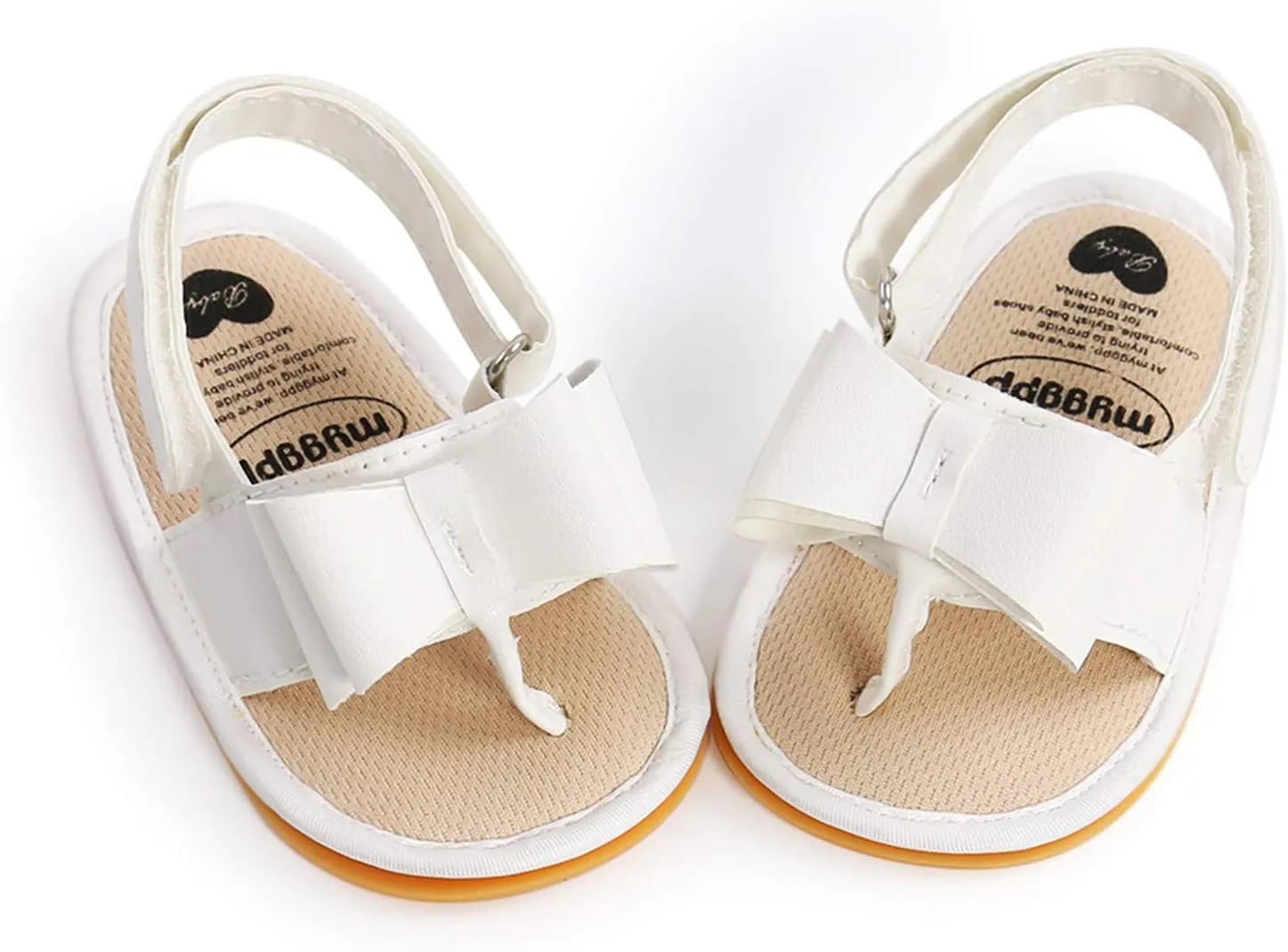 EnJoCho Running Shoes for Boys Sole Bow Sandals Shoes Rubber Non-Slip Baby Girls Summer Boys Soft Walking Flat Baby Shoes (White, 0-6 Months)