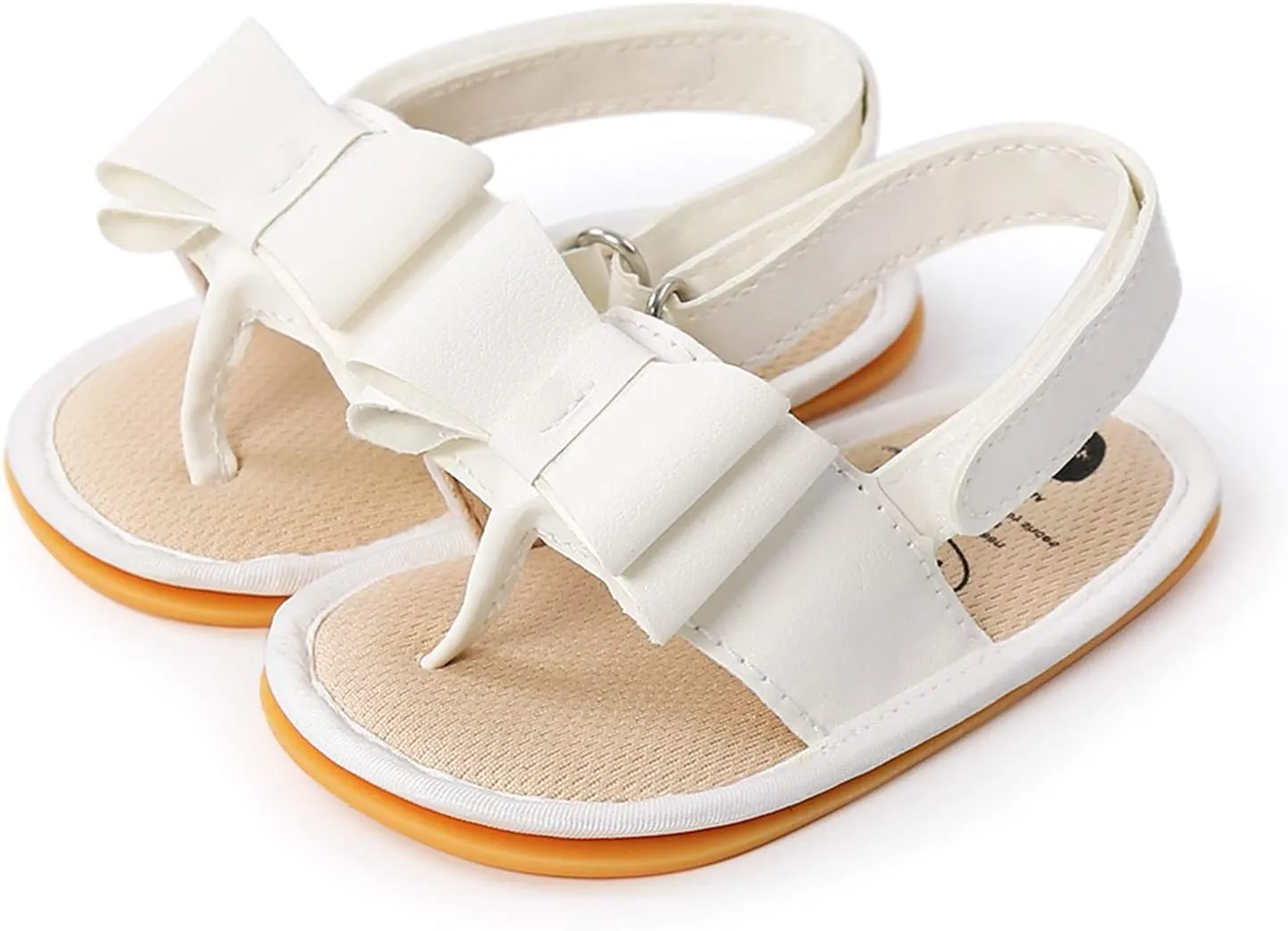 EnJoCho Running Shoes for Boys Sole Bow Sandals Shoes Rubber Non-Slip Baby Girls Summer Boys Soft Walking Flat Baby Shoes (White, 0-6 Months)