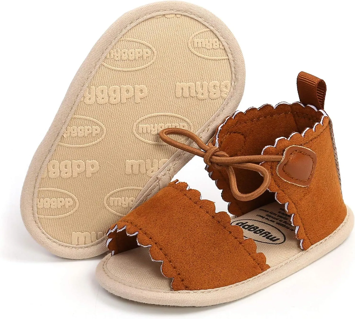 EnJoCho Running Shoes for Girls Sole Non-Slip Dots Lace-ups Baby Rubber Soft Sandals Walking Girls Flat Shoes Baby Shoes (Brown, 13-18M)