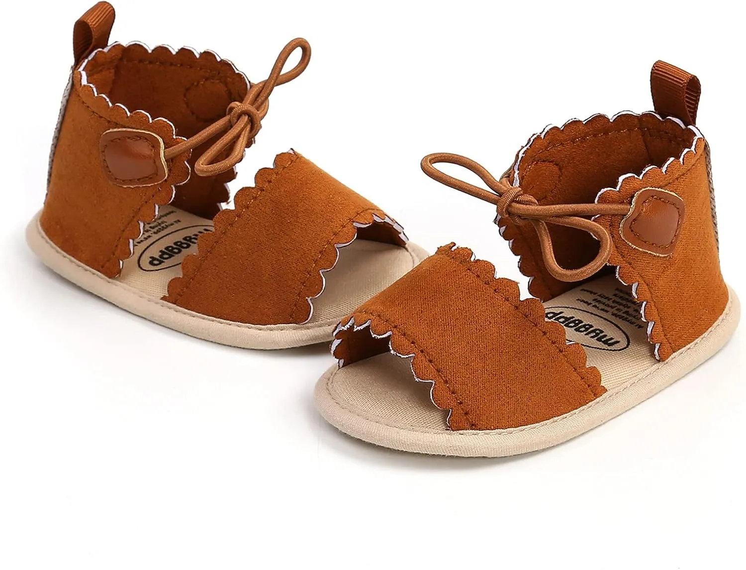 EnJoCho Running Shoes for Girls Sole Non-Slip Dots Lace-ups Baby Rubber Soft Sandals Walking Girls Flat Shoes Baby Shoes (Brown, 13-18M)
