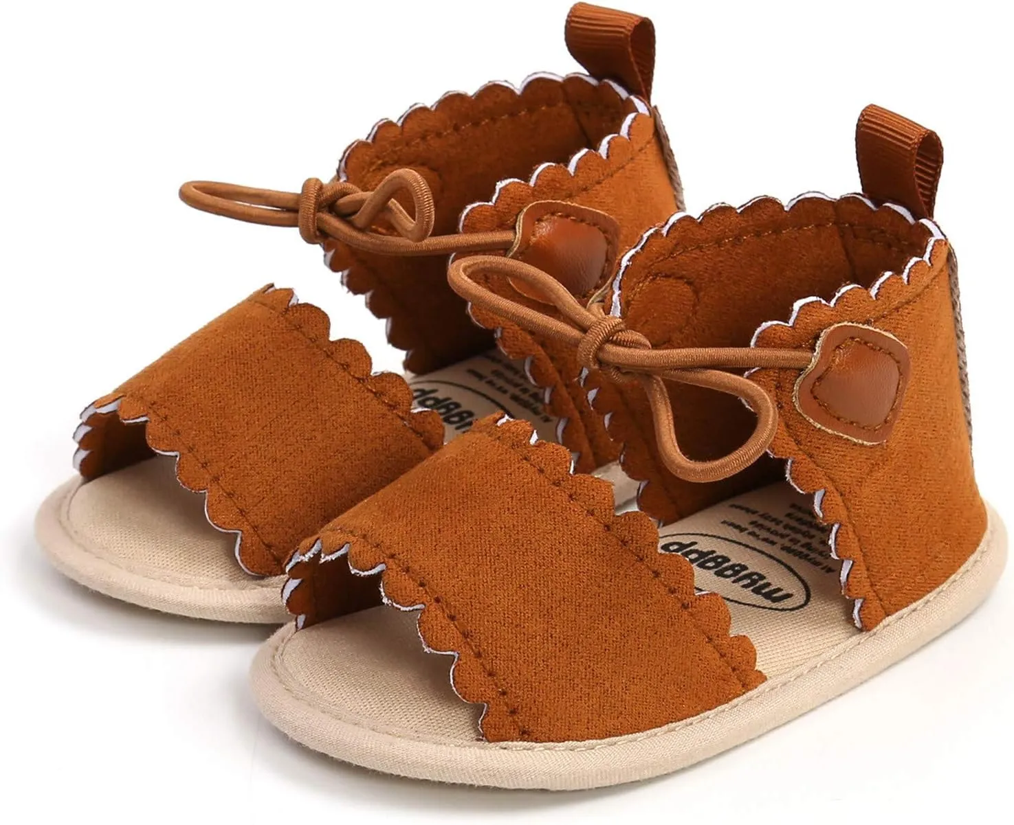 EnJoCho Running Shoes for Girls Sole Non-Slip Dots Lace-ups Baby Rubber Soft Sandals Walking Girls Flat Shoes Baby Shoes (Brown, 13-18M)