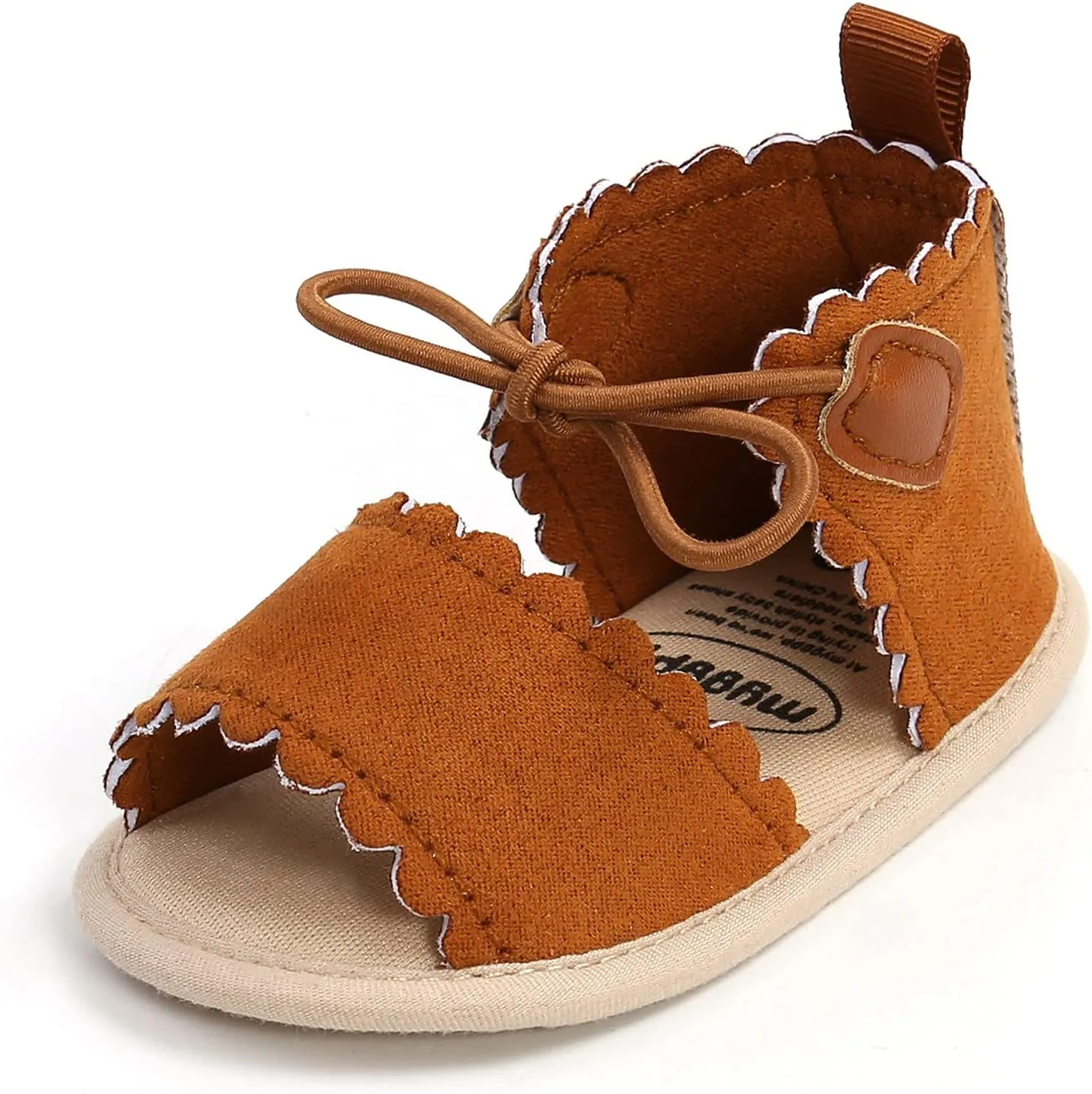 EnJoCho Running Shoes for Girls Sole Non-Slip Dots Lace-ups Baby Rubber Soft Sandals Walking Girls Flat Shoes Baby Shoes (Brown, 13-18M)