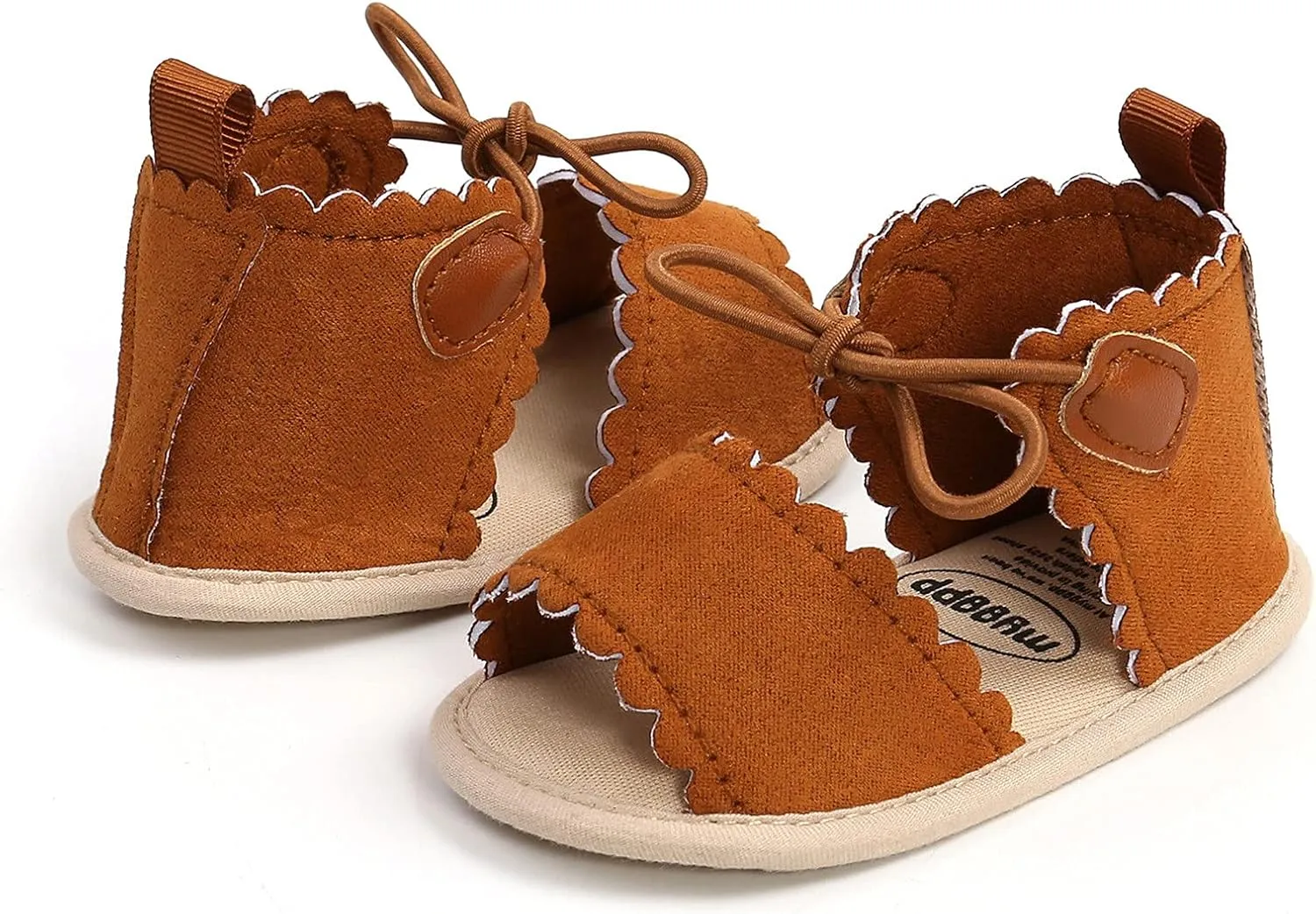 EnJoCho Running Shoes for Girls Sole Non-Slip Dots Lace-ups Baby Rubber Soft Sandals Walking Girls Flat Shoes Baby Shoes (Brown, 13-18M)