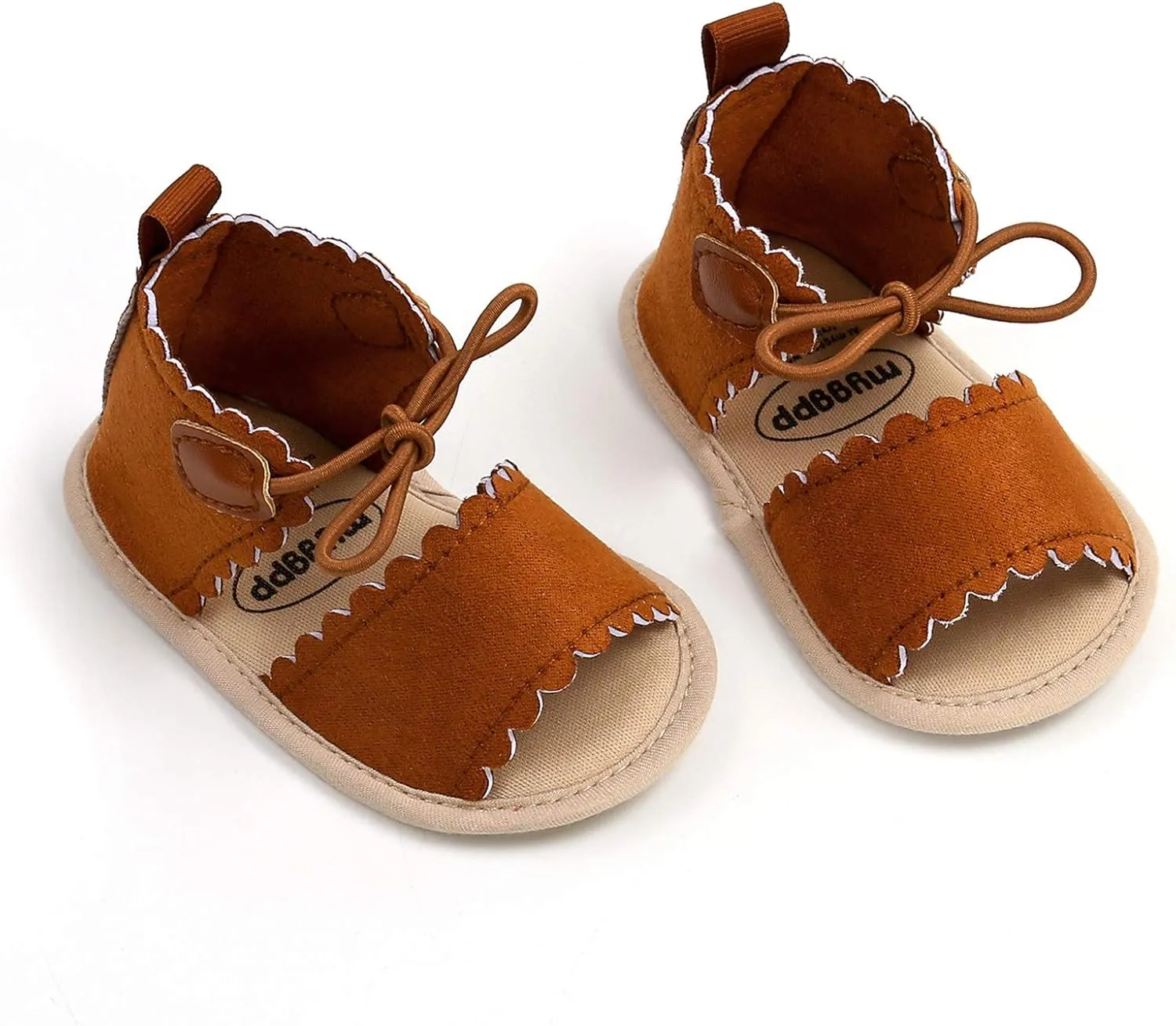EnJoCho Running Shoes for Girls Sole Non-Slip Dots Lace-ups Baby Rubber Soft Sandals Walking Girls Flat Shoes Baby Shoes (Brown, 13-18M)