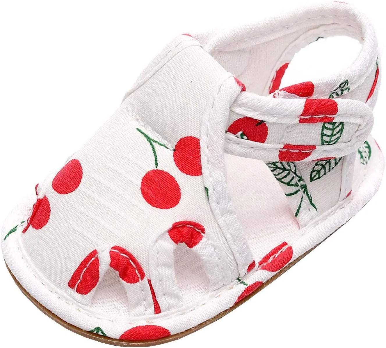 EnJoCho Sport Shoes for Baby Infant Toddler Shoes Soft Sole Non Slip Toddler Floor Shoes Fruit Cherry Print Sandals (Red, 15Months)