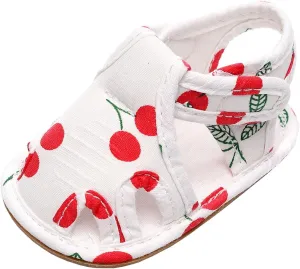 EnJoCho Sport Shoes for Baby Infant Toddler Shoes Soft Sole Non Slip Toddler Floor Shoes Fruit Cherry Print Sandals (Red, 15Months)