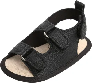 EnJoCho Toddler Casual Shoes Non-Slip Flat Rubber Boys Soft Prewalker Sole Girls Walking Baby Shoes Sandals Baby Shoes (Black, 6-12 Months)